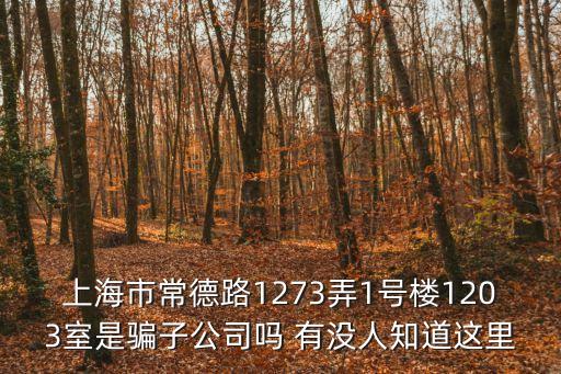 上海市常德路1273弄1號(hào)樓1203室是騙子公司嗎 有沒(méi)人知道這里