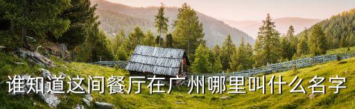 誰知道這間餐廳在廣州哪里叫什么名字