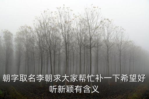 朝字取名李朝求大家?guī)兔ρa(bǔ)一下希望好聽(tīng)新穎有含義
