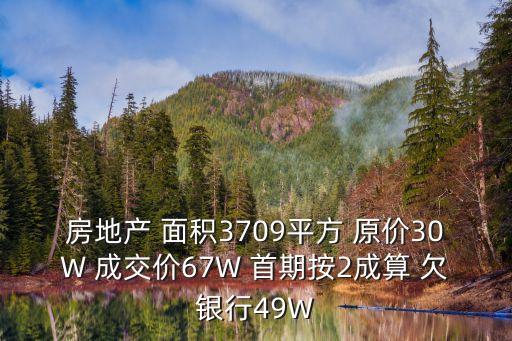 房地產 面積3709平方 原價30W 成交價67W 首期按2成算 欠銀行49W
