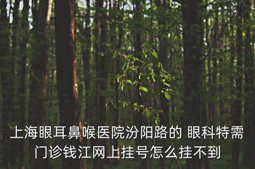 上海眼耳鼻喉醫院汾陽路的 眼科特需門診錢江網上掛號怎么掛不到