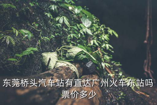 橋頭汽車站到廣州東站有火車嗎，東莞橋頭汽車站有直達廣州火車東站嗎 票價多少