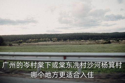 廣州的岑村棠下或棠東冼村沙河楊箕村哪個地方更適合入住