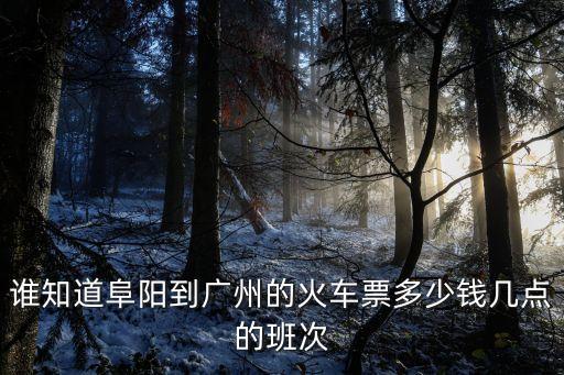 6月13號阜陽到廣州的火車票，誰知道阜陽到廣州的火車票多少錢幾點的班次