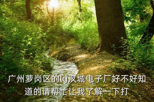 廣州lgd面板廠現(xiàn)狀，廣州蘿崗區(qū)的lg漢城電子廠好不好知道的請(qǐng)幫忙讓我了解一下打