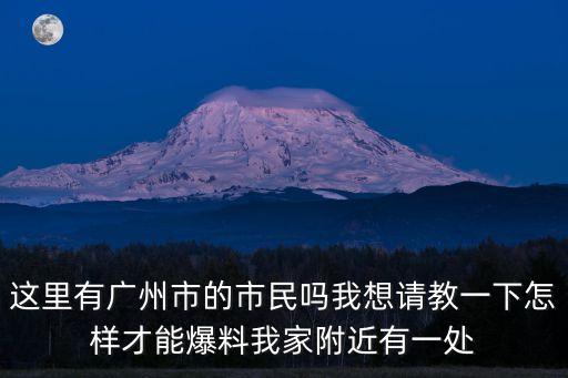 這里有廣州市的市民嗎我想請教一下怎樣才能爆料我家附近有一處