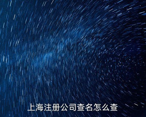 上海注冊公司查名怎么查