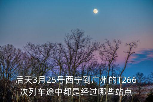 西寧到廣州途經哪些地方，后天3月25號西寧到廣州的T266次列車途中都是經過哪些站點