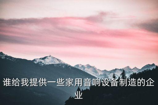 誰給我提供一些家用音響設(shè)備制造的企業(yè)