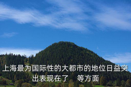 上海市委全會(huì)上的講話，上海最為國(guó)際性的大都市的地位日益突出表現(xiàn)在了    等方面