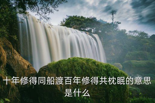廣州灣修得同船渡，百年修得同船渡千年修得上下鋪 什么意思 求解釋求速度