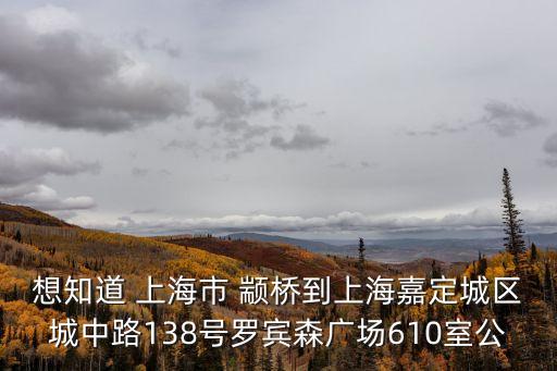 想知道 上海市 顓橋到上海嘉定城區(qū)城中路138號(hào)羅賓森廣場(chǎng)610室公