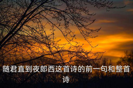 隨君直到夜郎西這首詩的前一句和整首詩