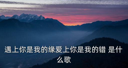 遇上你是我的緣愛上你是我的錯(cuò) 是什么歌