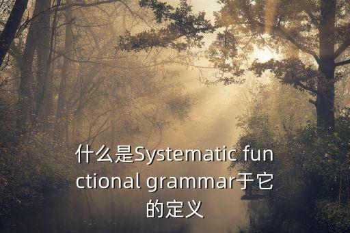 系統功能語法，什么是Systematic functional grammar于它的定義