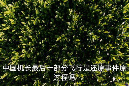 中國機(jī)長最后一部分飛行是還原事件原過程嗎