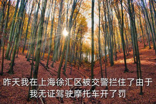 上海市徐匯區(qū)碰瓷，昨天我在上海徐匯區(qū)被交警攔住了由于我無證駕駛摩托車開了罰