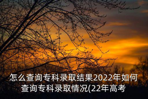 怎么查詢專科錄取結果2022年如何查詢專科錄取情況(22年高考