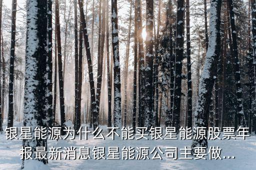 銀星能源為什么不能買銀星能源股票年報最新消息銀星能源公司主要做...