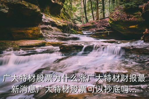 廣大特材股票為什么漲廣大特材財報最新消息廣大特材股票可以抄底嗎...