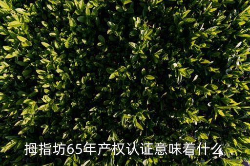 拇指坊65年產權認證意味著什么