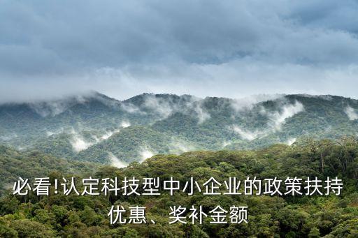 必看!認定科技型中小企業的政策扶持優惠、獎補金額