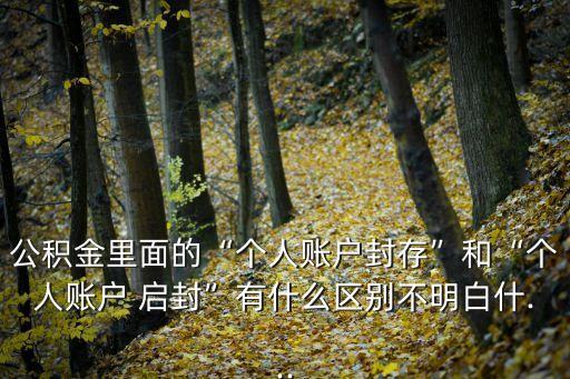 公積金里面的“個人賬戶封存”和“個人賬戶 啟封”有什么區(qū)別不明白什...