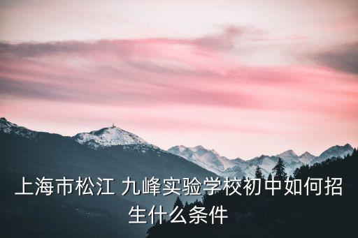 九峰實驗學校,上海松江九峰實驗學校招生條件:應聘者須具有本科及以上學歷
