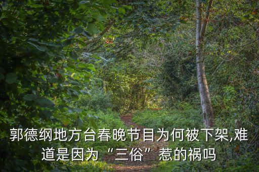 郭德綱地方臺春晚節(jié)目為何被下架,難道是因為“三俗”惹的禍嗎