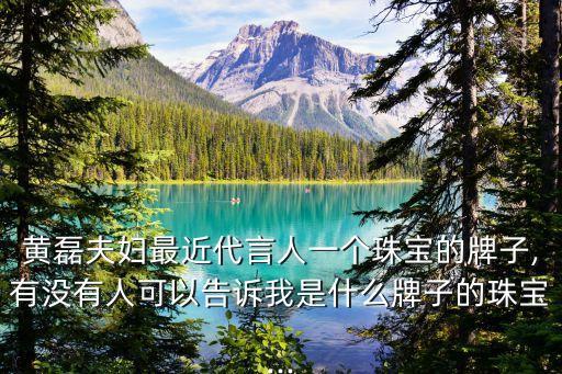 黃磊夫婦最近代言人一個珠寶的牌子,有沒有人可以告訴我是什么牌子的珠寶...