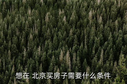 北京買房,買房需要什么條件?