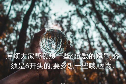 麻煩大家?guī)臀蚁胍恍?位數(shù)的短號(hào),必須是6開(kāi)頭的,要多想一些哦,因?yàn)?..