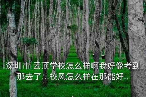 深圳市 云頂學校怎么樣啊我好像考到那去了...校風怎么樣在那能好...