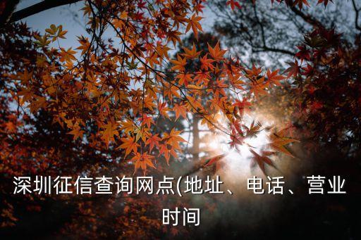 深圳征信查詢網點(地址、電話、營業時間