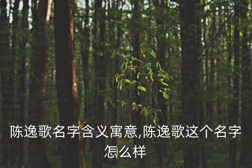 陳志光,陳逸歌名字含義逐個(gè)看