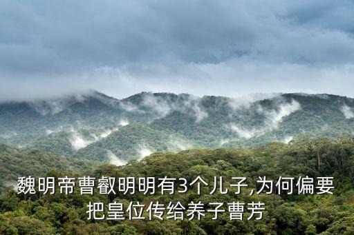 魏明帝曹叡明明有3個兒子,為何偏要把皇位傳給養(yǎng)子曹芳