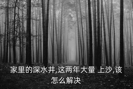家里的深水井,這兩年大量 上沙,該怎么解決