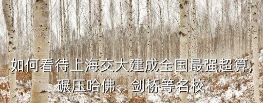 如何看待上海交大建成全國最強超算,碾壓哈佛、劍橋等名校