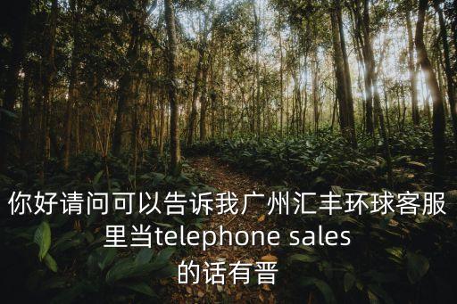 你好請問可以告訴我廣州匯豐環(huán)球客服里當telephone sales的話有晉