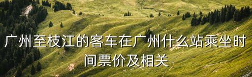 廣州至枝江的客車(chē)在廣州什么站乘坐時(shí)間票價(jià)及相關(guān)