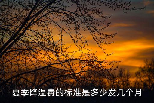 上海市防暑降溫發放標準2015，夏季降溫費的標準是多少發幾個月