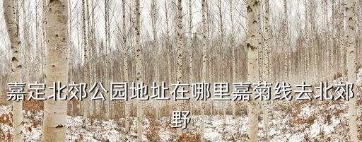 嘉定北郊公園地址在哪里嘉菊線去北郊野