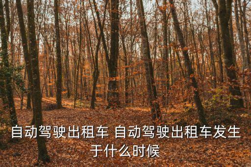 自動駕駛出租車 自動駕駛出租車發生于什么時候