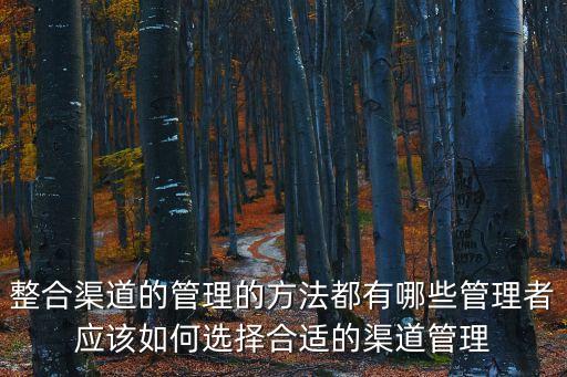 渠道戰(zhàn)略，整合渠道的管理的方法都有哪些管理者應該如何選擇合適的渠道管理