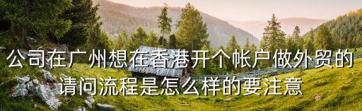公司在廣州想在香港開個帳戶做外貿的請問流程是怎么樣的要注意