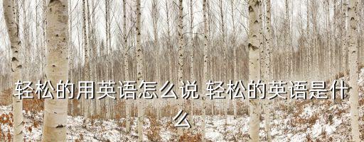 輕松的用英語怎么說 輕松的英語是什么