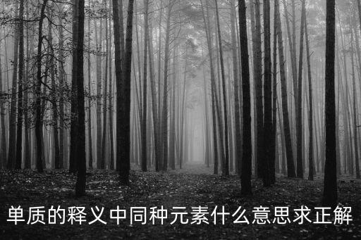 同種元素，同種元素是什么