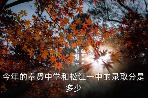 今年的奉賢中學(xué)和松江一中的錄取分是多少