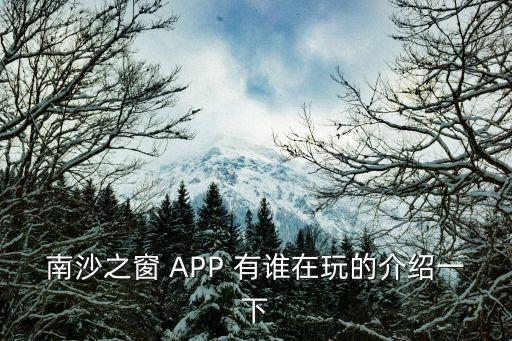 南沙之窗 APP 有誰在玩的介紹一下