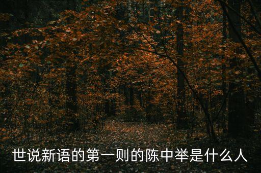 世說新語的第一則的陳中舉是什么人